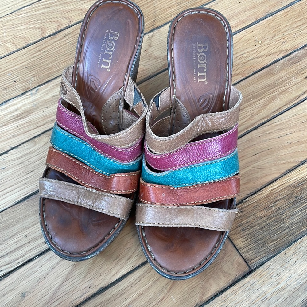Born multi color leather platforms size 37